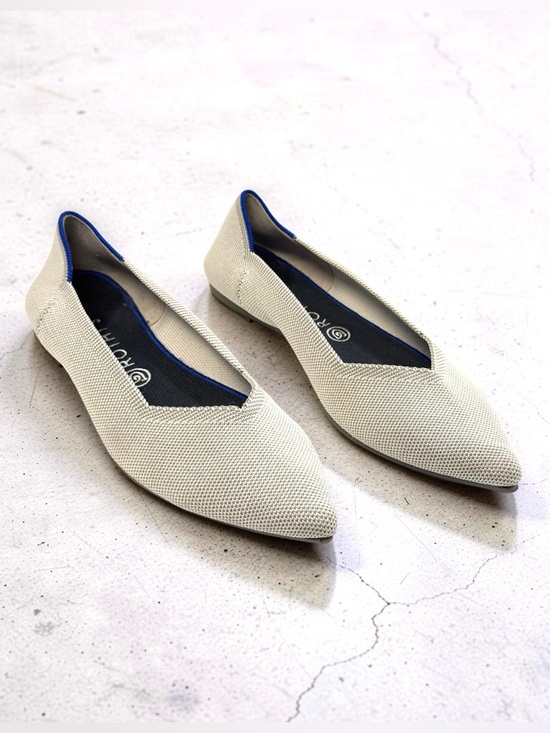 Rothy's Shoes - Rothy's The Point II Flax Birdseye Flats Diamond Twill Women's US Size 10.5